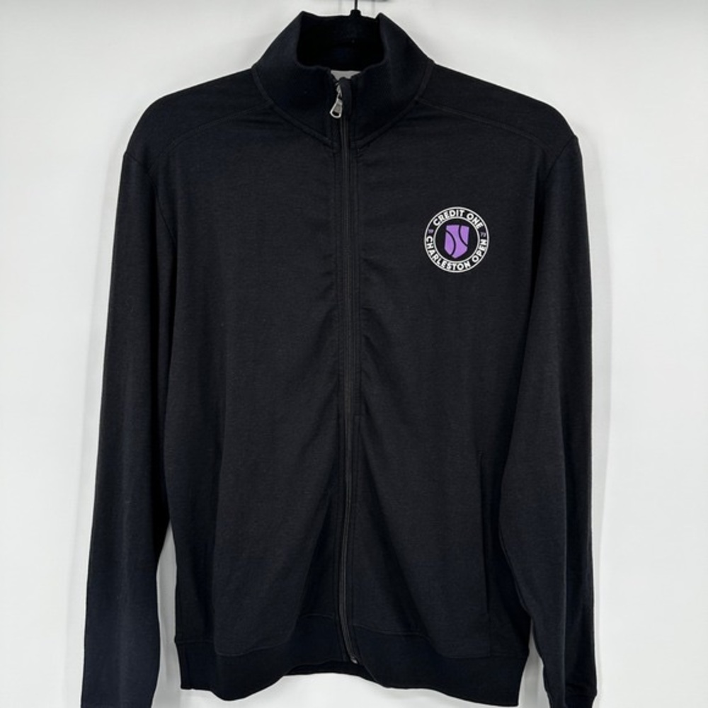 Black Full-Zip Men's Jacket with Embroidered Crest